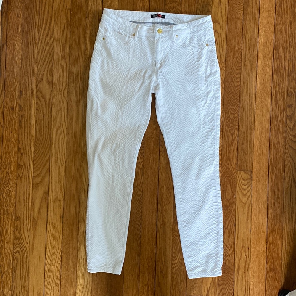 Just Fab Snake Akin White 5 Pocket Pant